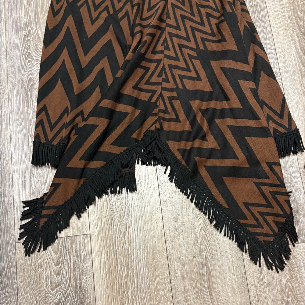 Nina Leonard Brown and Black Zigzag Fringe Skirt - Picture 4 of 10